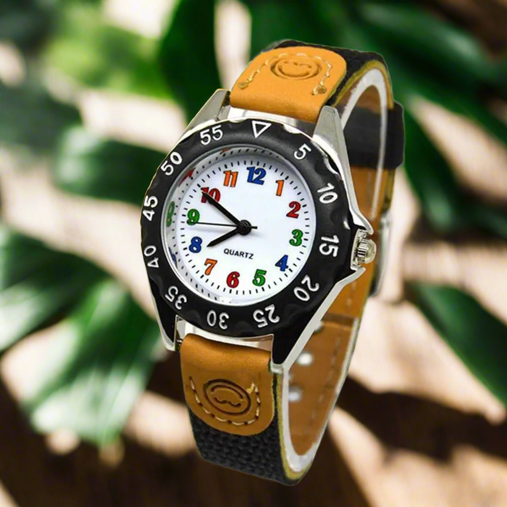 Cute Boys Girls Quartz Watch Kids Children's Fabric Strap Student Time Clock Wristwatch Colorful Number Dial birthday Gifts