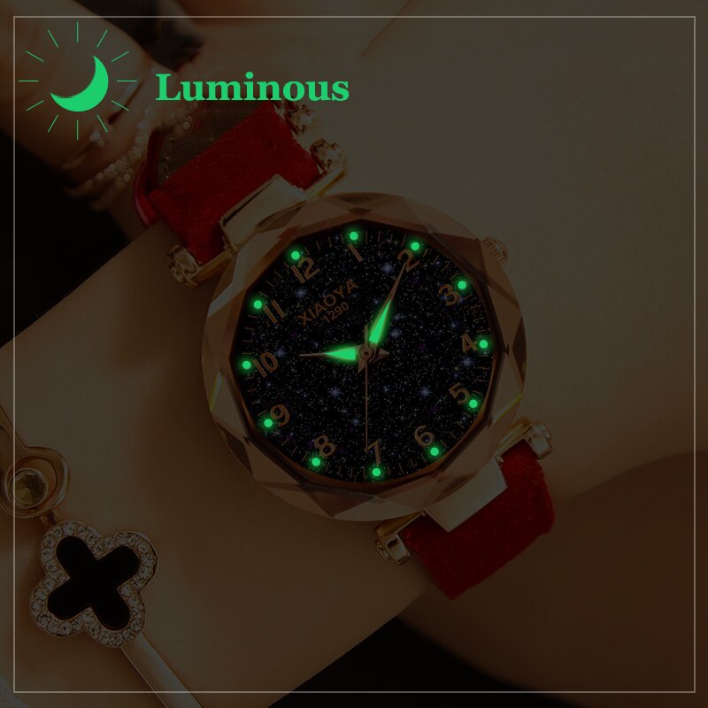 Women Watches Star Sky Dial Clock Luxury Rose Gold Women's Bracelet Quartz Wrist Watches New