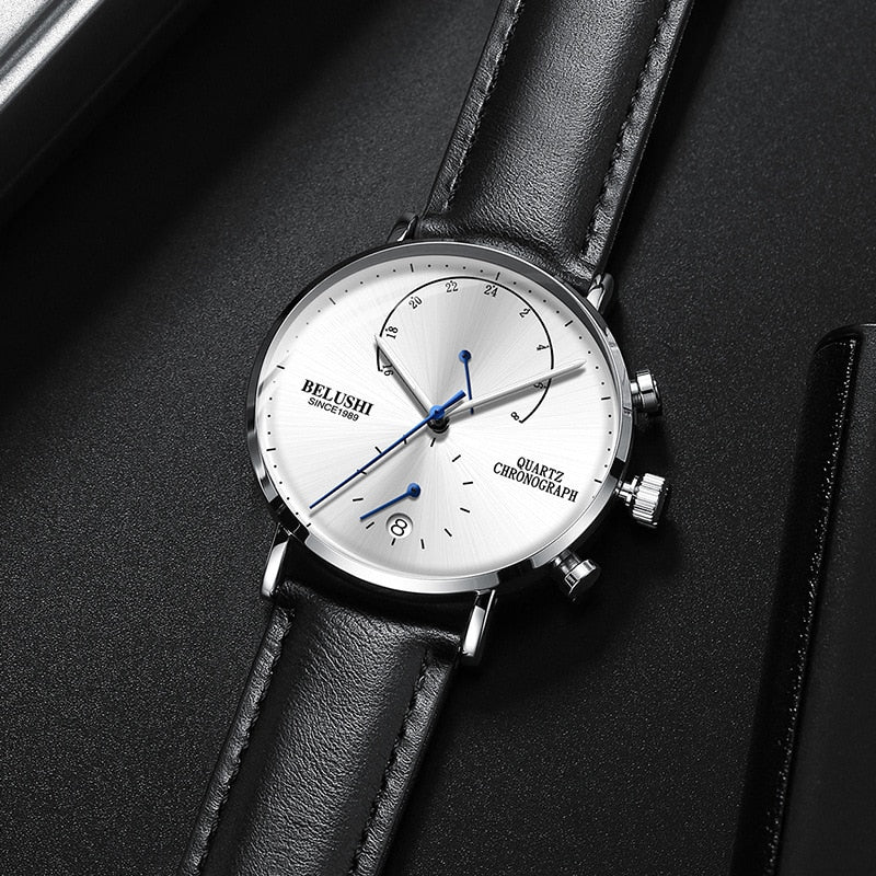 Quartz Watch Men Watches Modern Chronograph Men Watch Leather Strap Watches Man Imitation Luxury Men'S Sports Watch