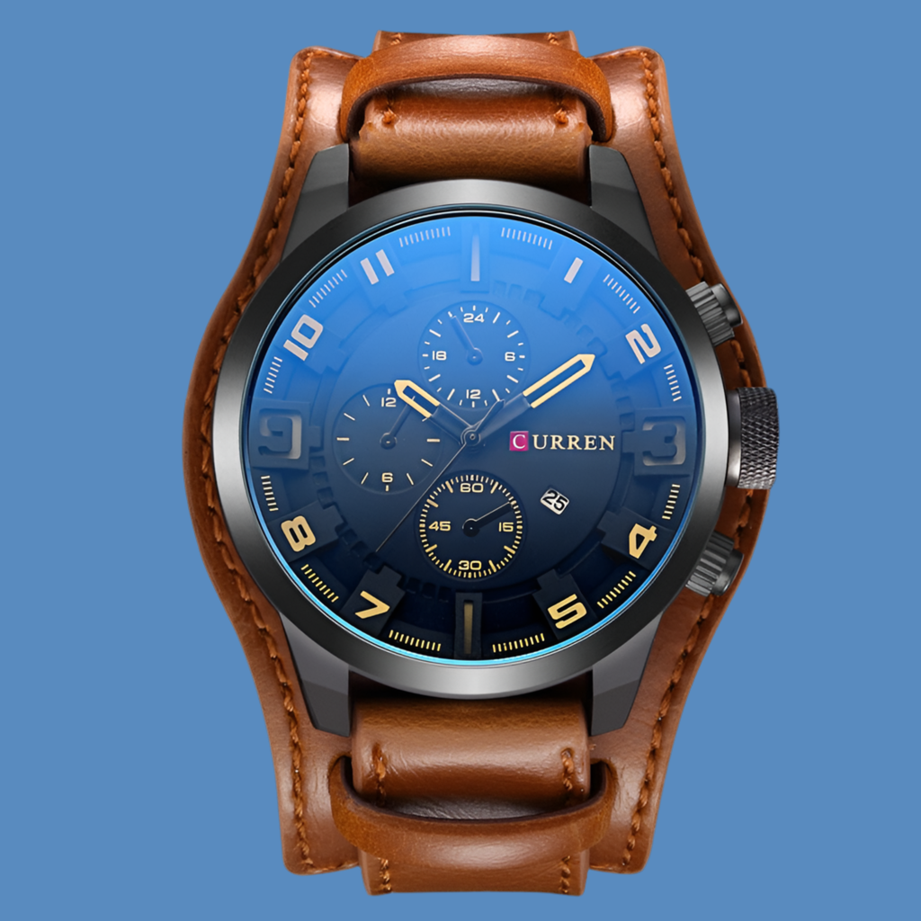 Mens Watches Military Sports Men Watch Quartz Date Clock Casual Leather Wrist Watch Relog