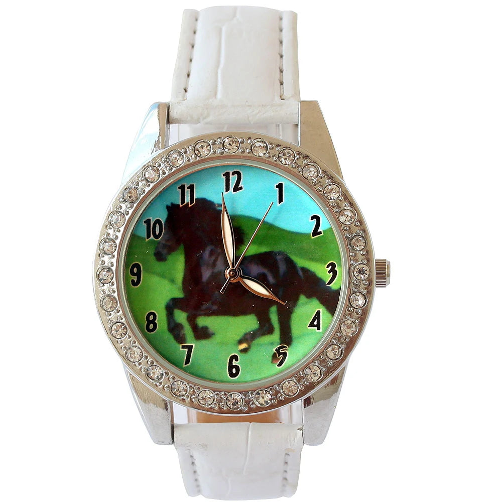 Top Brand Kids Children Fashion Watches Quartz Leather Strap Wrist Watch Boys Girls watches cartoon watches horse dial