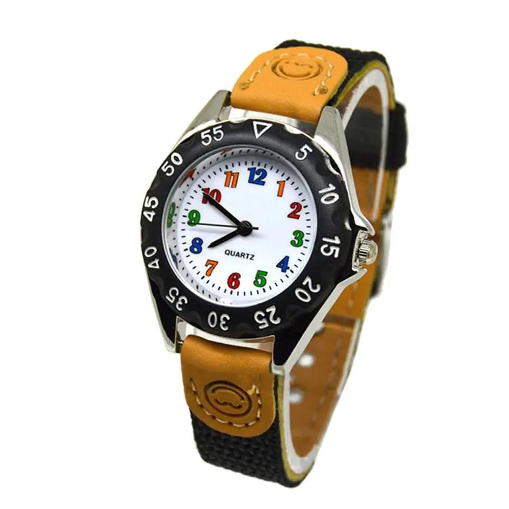 Cute Boys Girls Quartz Watch Kids Children's Fabric Strap Student Time Clock Wristwatch Colorful Number Dial birthday Gifts