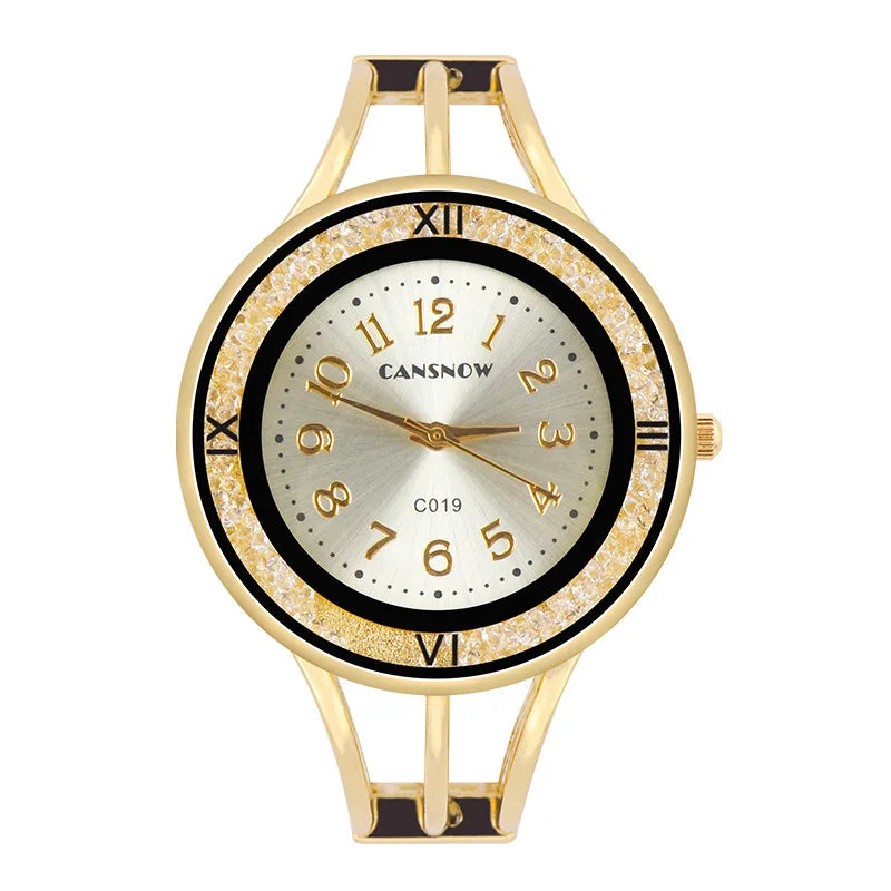 CANSNOW New Women's Watch Bangle Fashion Wristwatch Quartz Woman Casual Rhinestone Ladies Bracelet Relogio Clock montre femme