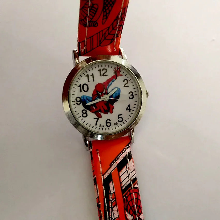 Disney SpiderMan Watch Cute Cartoon Watch Kids Watches Boys Christmas Gift Leather Quartz Watch