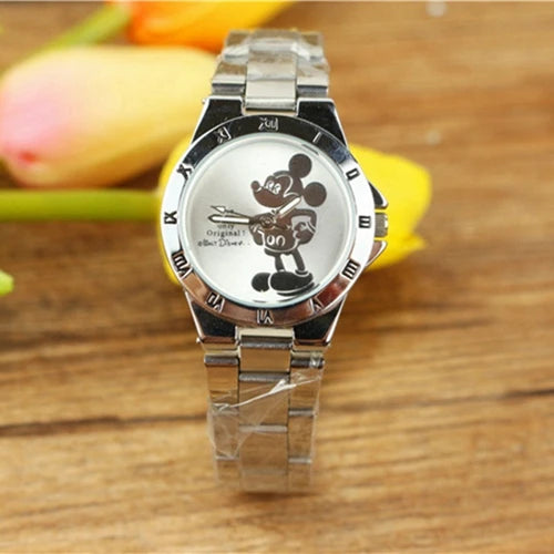 Mickey Mouse Minnie Kids Student Cartoon Watch Aolly Steel Quartz Watches Clock for Boys Girls Gift