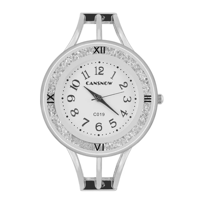 CANSNOW New Women's Watch Bangle Fashion Wristwatch Quartz Woman Casual Rhinestone Ladies Bracelet Relogio Clock montre femme