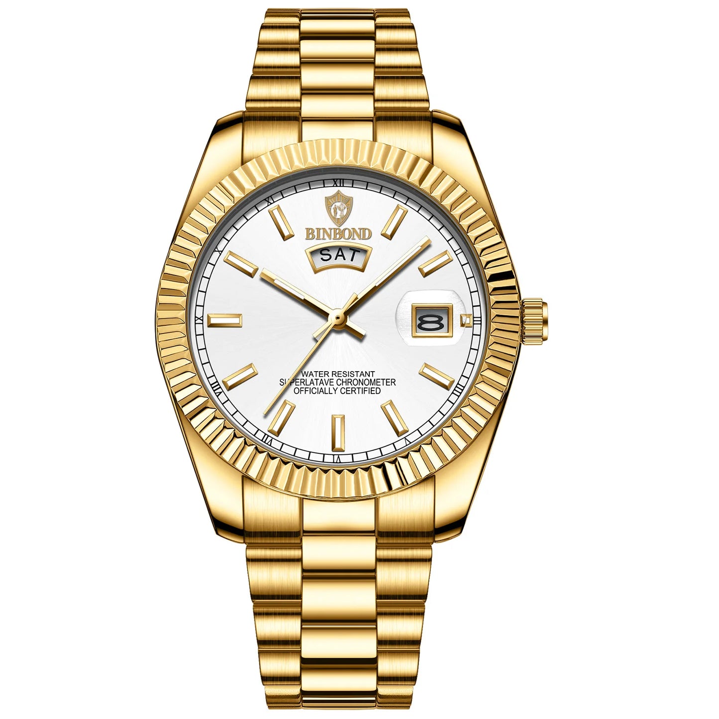 Mens Fashion Business Sports Quartz Watch 30M Waterproof Luminous Classic Calendar Creative Clock Mens Wristwatch BINBOND