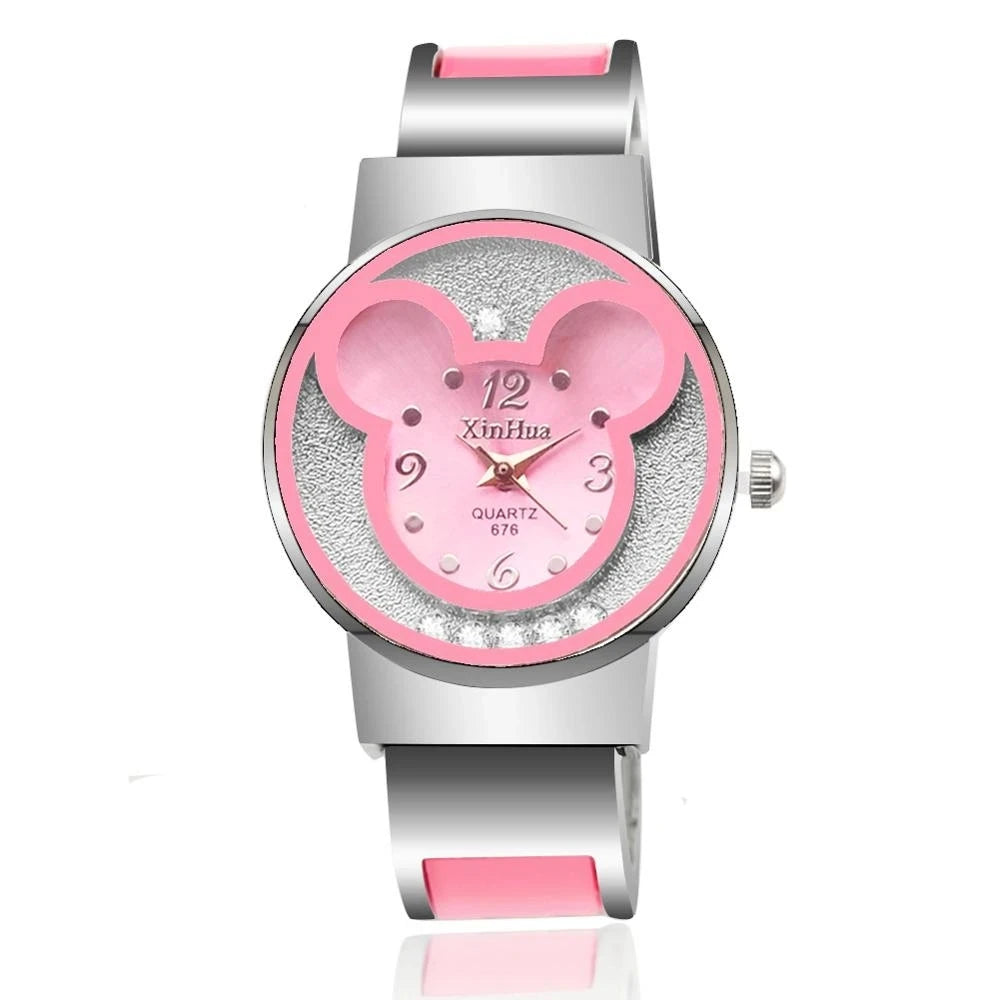 Children's Quartz Watch For Mickey Mouse Cartoon Stainless Steel Bracelet Kids Student Boy Girl Cute Wristwatches Clock Gift