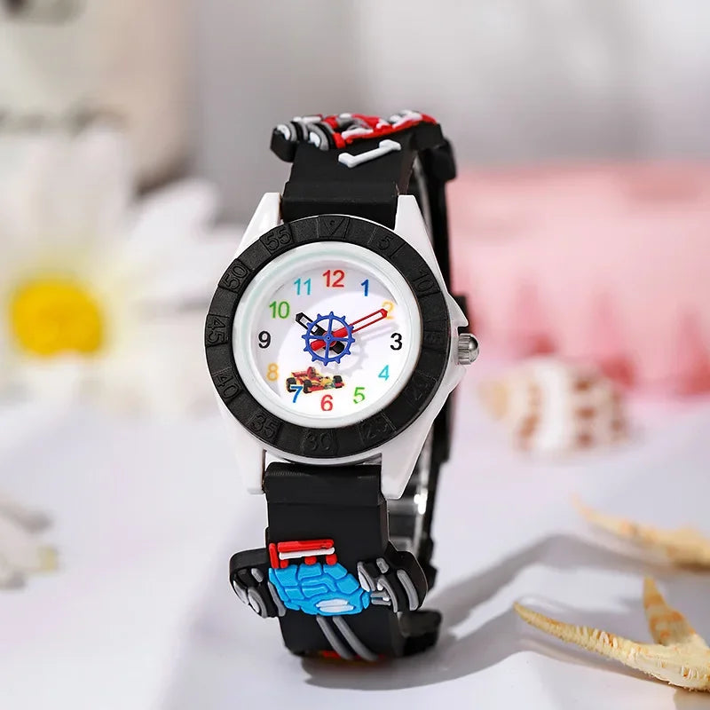 Fun Cartoon Car Themed Kids Watches Cartoon Watches Silicone Quartz Wristwatch Birthday Gift Kid Girl Boy Watch Reloj