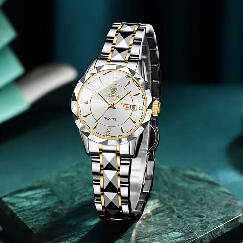 Women Watches Luxury Fashion Ladies Quartz Watch Waterproof Luminous Date Stainless Wristwatch Girlfriend Lovers Gift