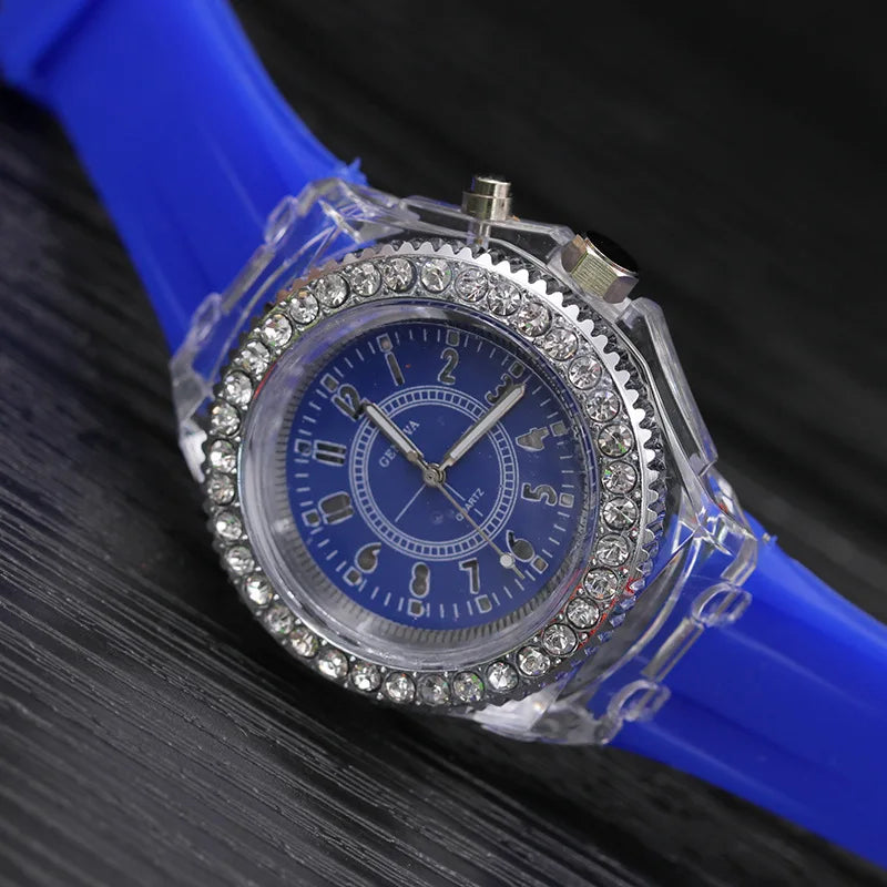 Fashion Promotion Luminous LED Light Men Quartz Watch Ladies Women Silicone Kids Wristwatch Feminino Relojes