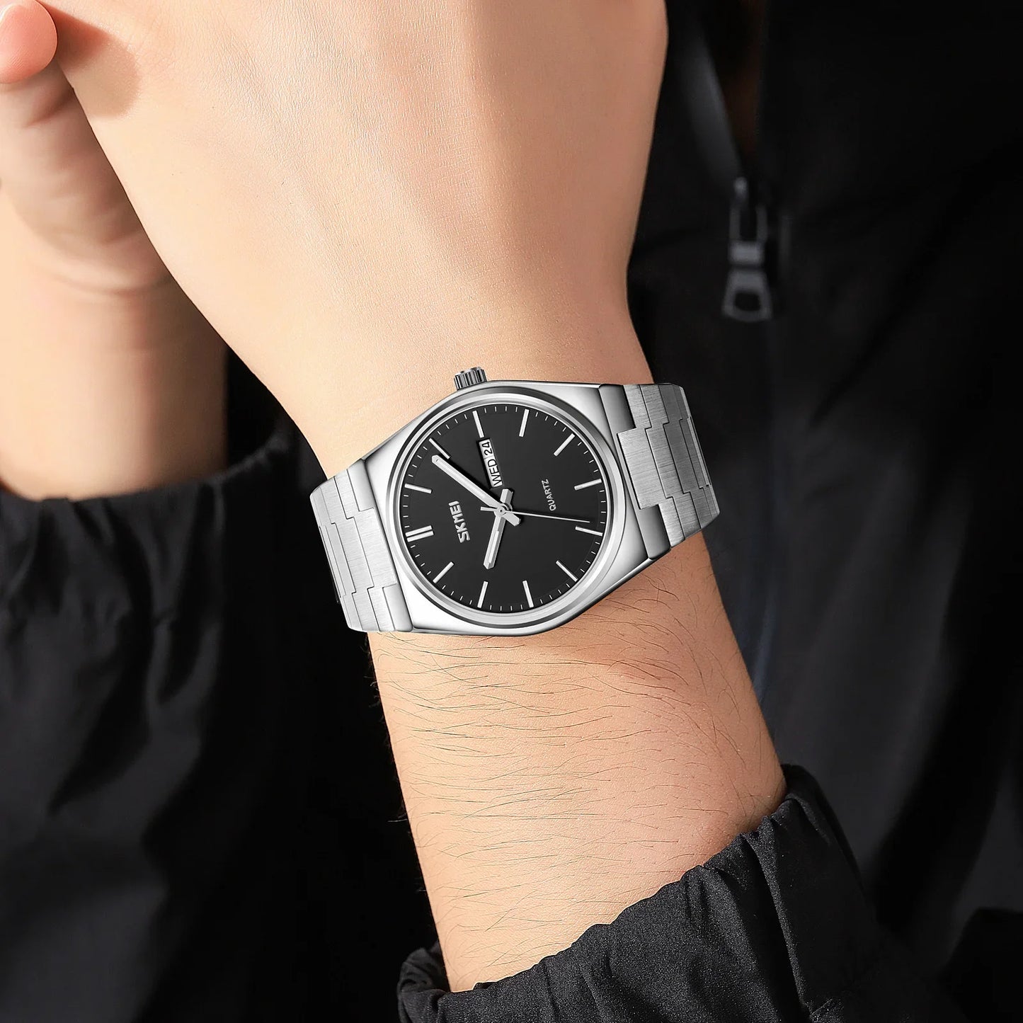 Mens Waterproof Business Wristwatches Man reloj hombre Casual Quartz Clock Male Full Steel Time Week Sports Watch