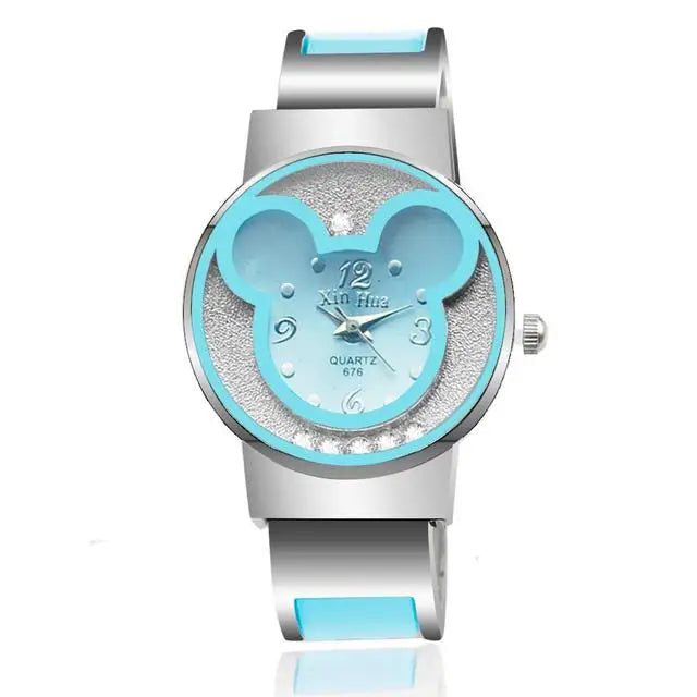 Children's Quartz Watch For Mickey Mouse Cartoon Stainless Steel Bracelet Kids Student Boy Girl Cute Wristwatches Clock Gift