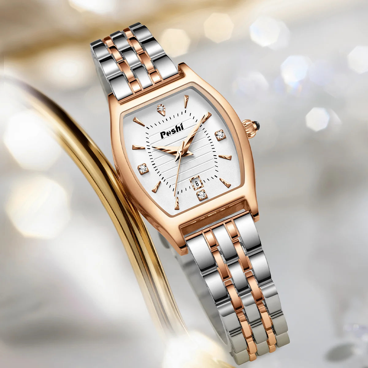 Fashion Elegant Lady Wristwatch Quartz Watches Alloy Strap With Date Original Clock