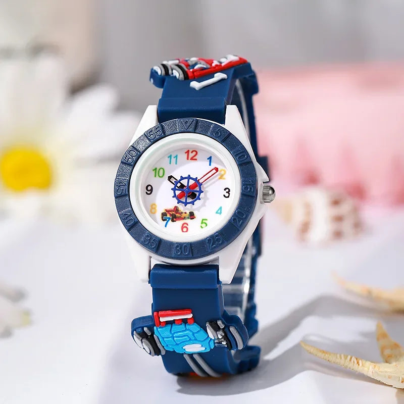 Fun Cartoon Car Themed Kids Watches Cartoon Watches Silicone Quartz Wristwatch Birthday Gift Kid Girl Boy Watch Reloj