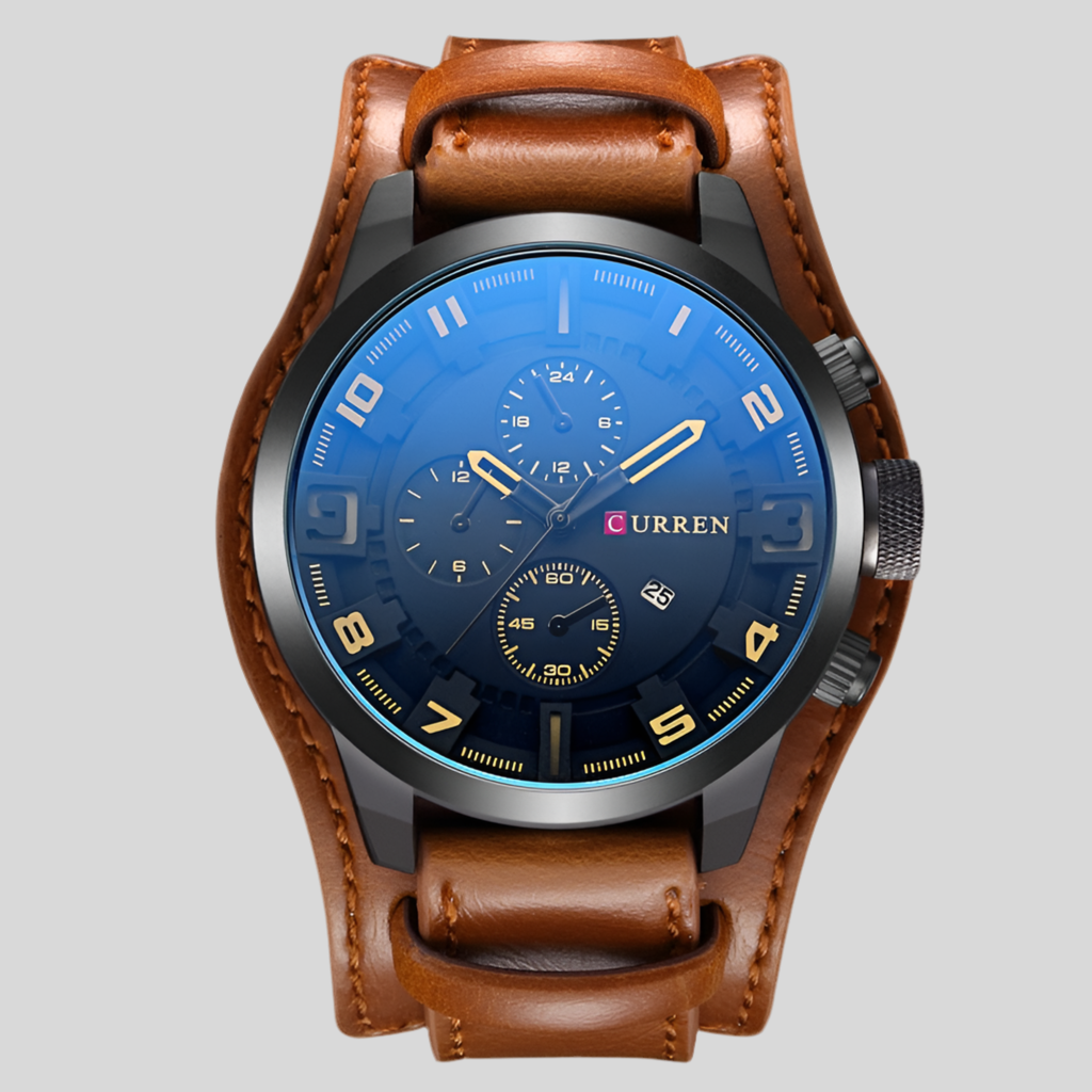 Mens Watches Military Sports Men Watch Quartz Date Clock Casual Leather Wrist Watch Relog