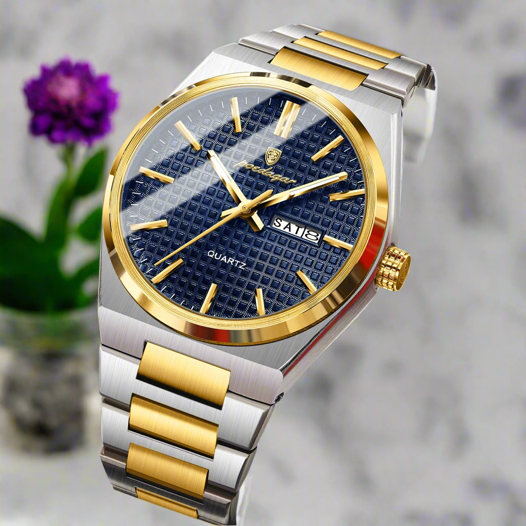 POEDAGAR Luxury Men Watch Date Week Waterproof Luminous Stainless Steel Watch For Man Casual Quartz Men's Watches Male Sport+Box