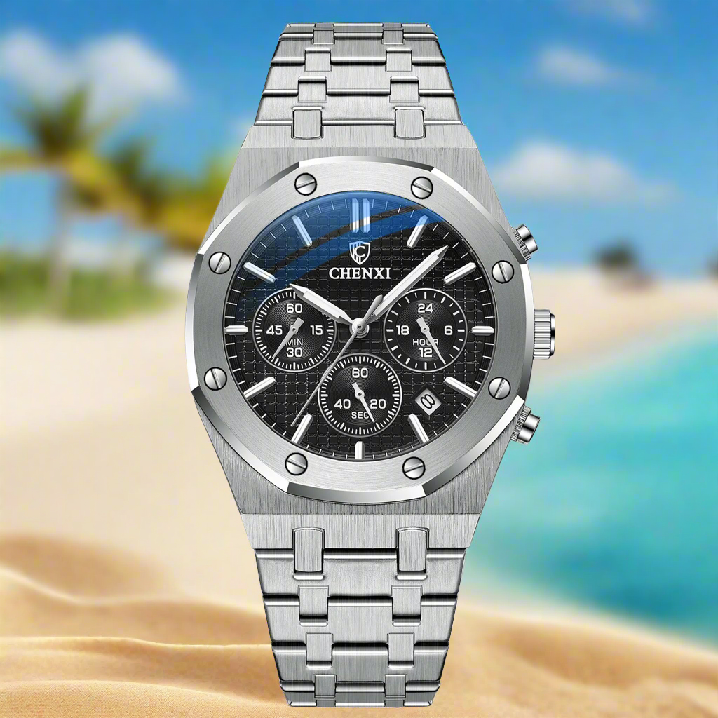Luxury Business Man Watch High Quality Chronograph Moon Phase Quartz Watches Original Waterproof Clock Male