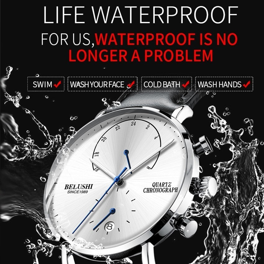 Quartz Watch Men Watches Modern Chronograph Men Watch Leather Strap Watches Man Imitation Luxury Men'S Sports Watch