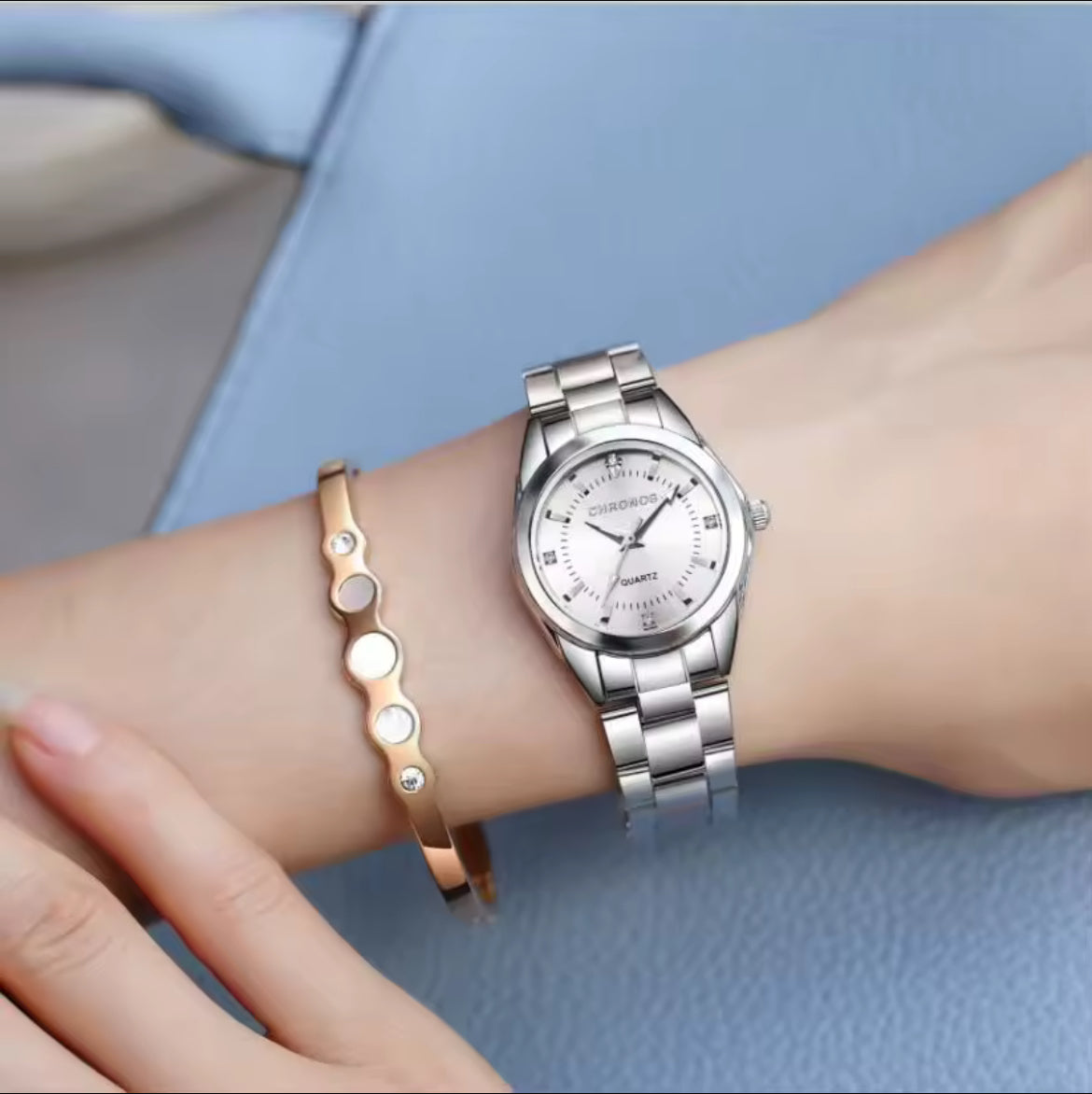 Chronos Women's Quartz Watch with Steel Strip Fashion Timepiece for Stylish Accurateness