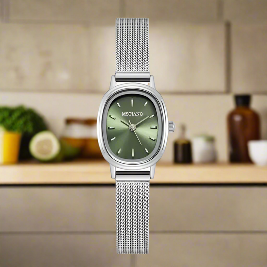 Small Oval Dial Green Watch Simple Stainless Steel Ladies Wristwatches Brand Women Luxury Gift Quartz watch