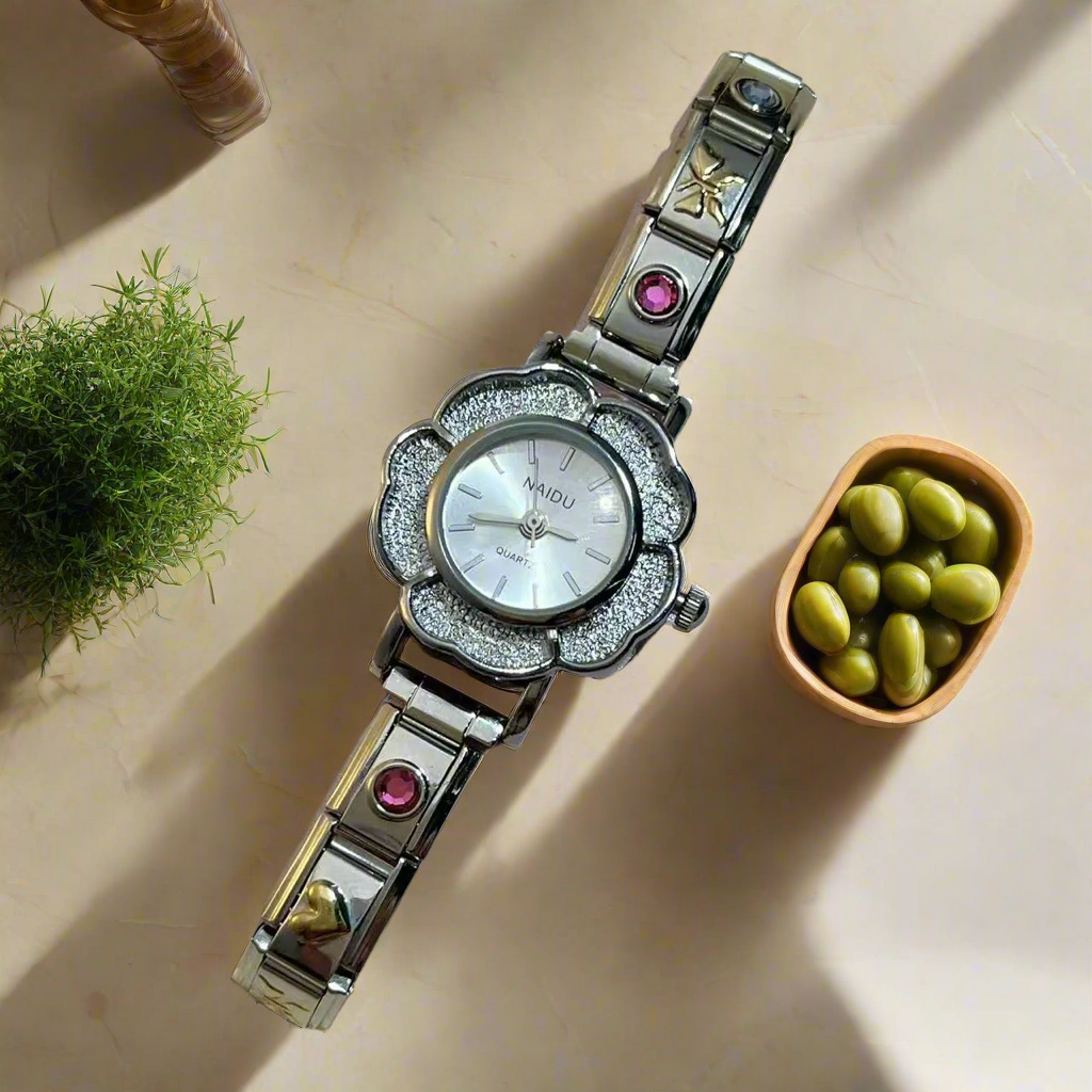 Women's Quartz Watches with Zirconia Flower Inlay Luxury Chic Design Stainless Steel Strap  Party Birthday Gift for Her