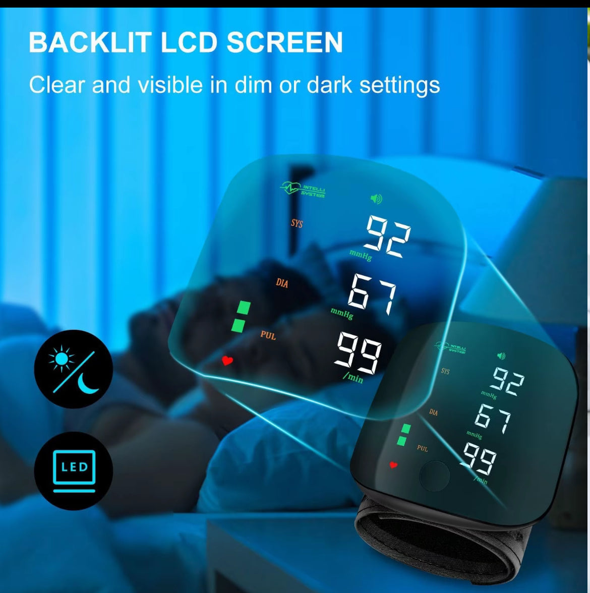 Digital Wrist Blood Pressure Meter Automatic Voice Tonometer Heart Rate Monitor Smart Touch LCD Screen Charge Sphygmomanometer