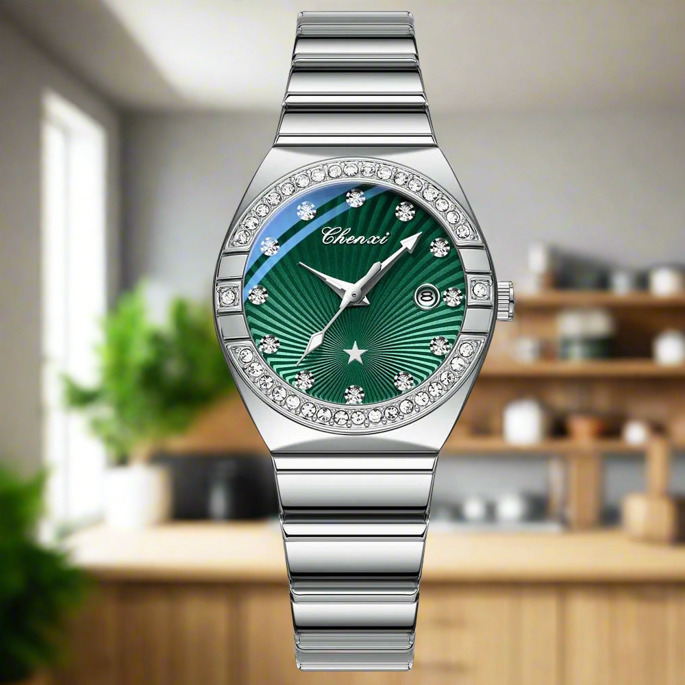 New Women Watch Round Quartz Diamond-Studded Wristwatch Date Luminous Waterproof Stainless Steel Watch Ladies Gift Relojes Para