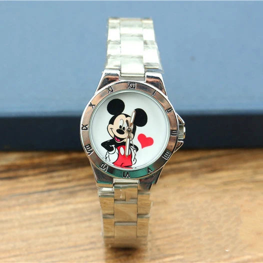 Mickey Mouse Minnie Kids Student Cartoon Watch Aolly Steel Quartz Watches Clock for Boys Girls Gift