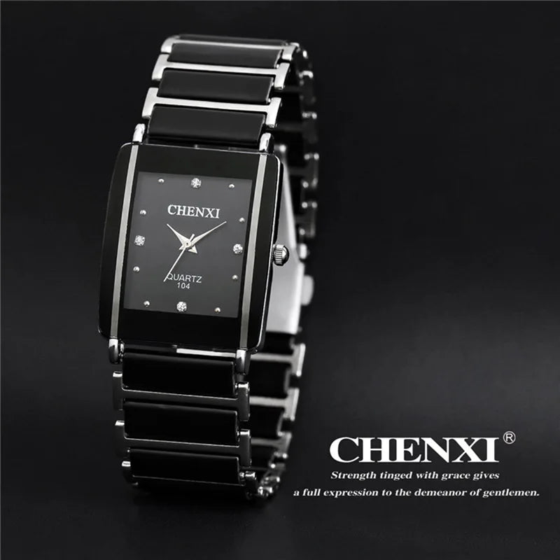 Brand Ladies Watch Elegant Black Ceramics Simple Minimalism Small Narrow Quartz Casual Women Clock Rhinestone Wristwatch