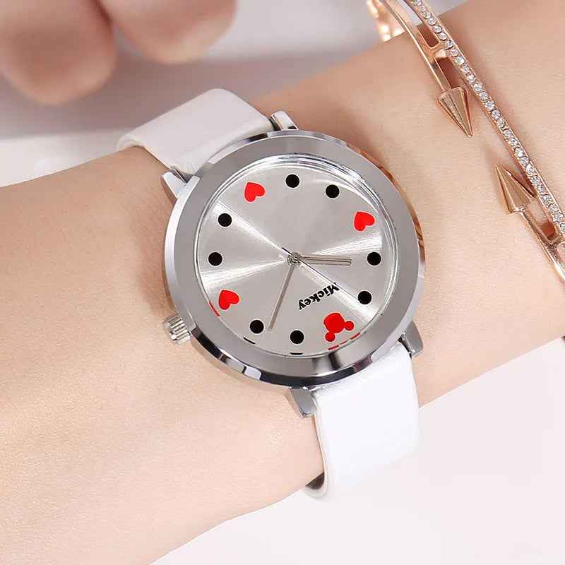 Disney Mickey mouse quartz Wristwatch simple true belt ultra-thin dial watch women Water Resistant Leather Alloy Buckle