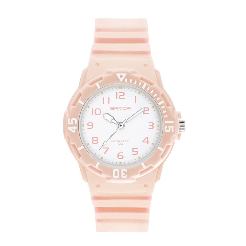 Kids Watch Fashion Trend Outdoor Sports Fresh 50M Waterproof PU Soft Female Middle School Student Youth Clock Watches