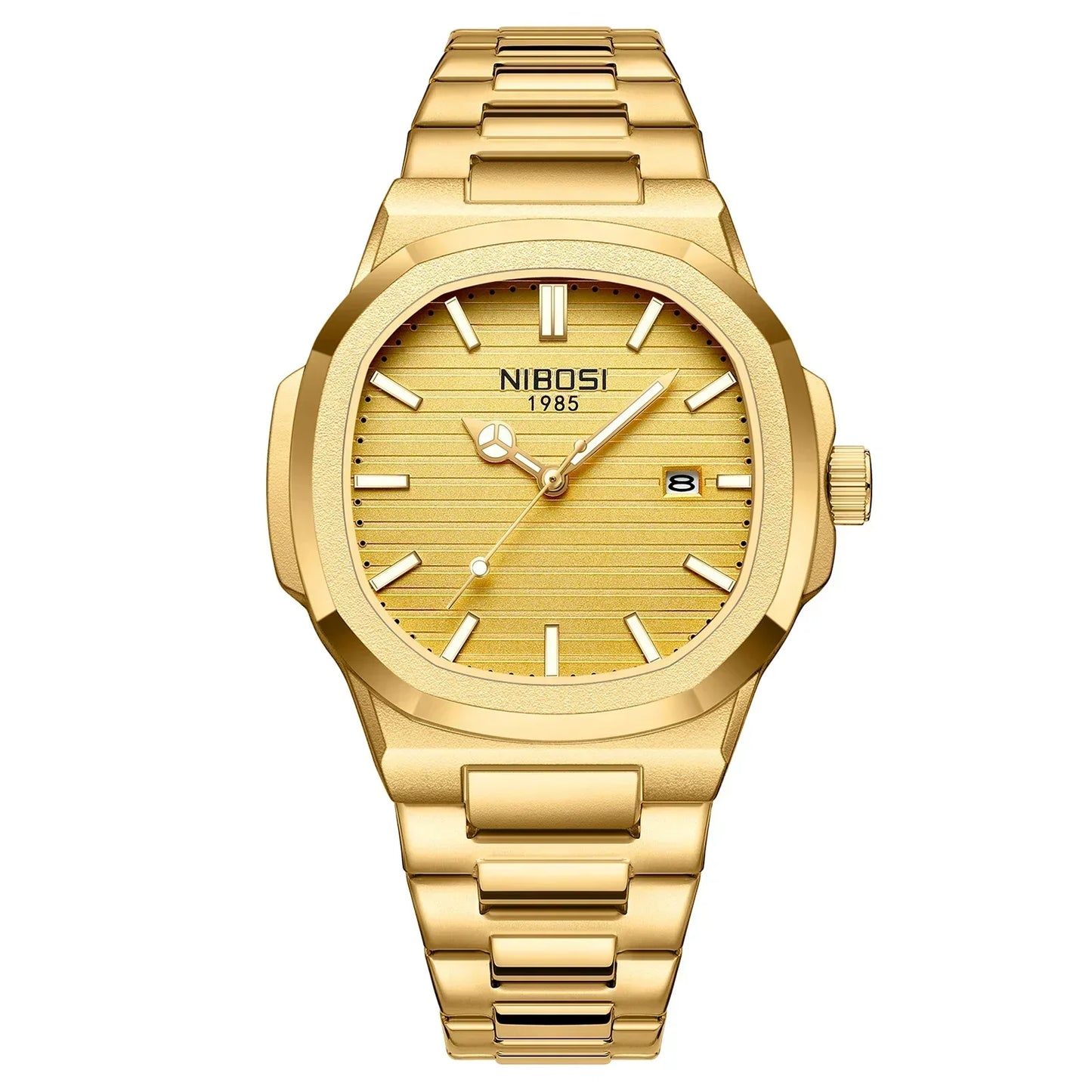 NIBOSI Luxury Watch For Man Waterproof Square Luminous Date Stainless Steel Men Watch Casual Quartz Mens Watches Reloj Hombre