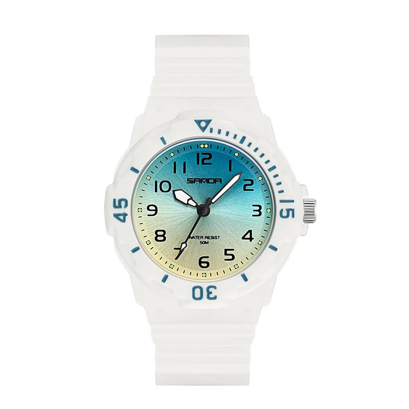 Kids Watch Fashion Trend Outdoor Sports Fresh 50M Waterproof PU Soft Female Middle School Student Youth Clock Watches