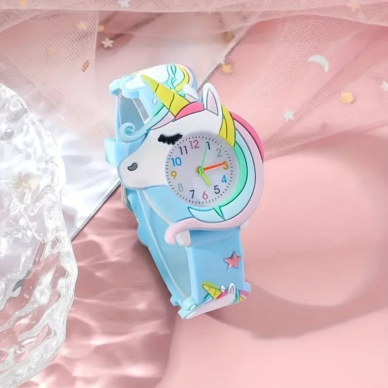 New Children's Cartoon Pattern  Unicorn Silicone   Bead Bracelet Set Student