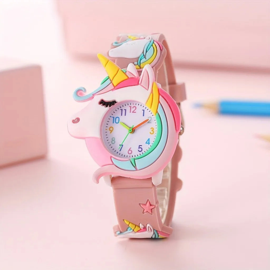 New Children's Cartoon Pattern  Unicorn Silicone   Bead Bracelet Set Student