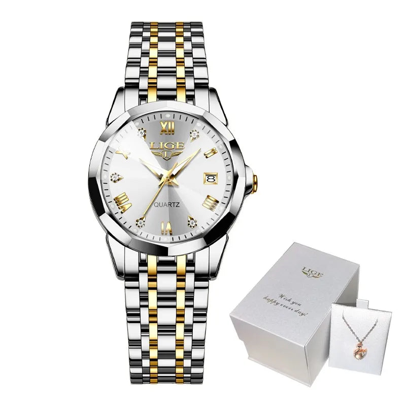 Nordic Simple Style Quartz Movement Women's Wristwatch Fashion Stainless Steel Bracelet Belt Woman Watch LIGE Elegant Ultrathin