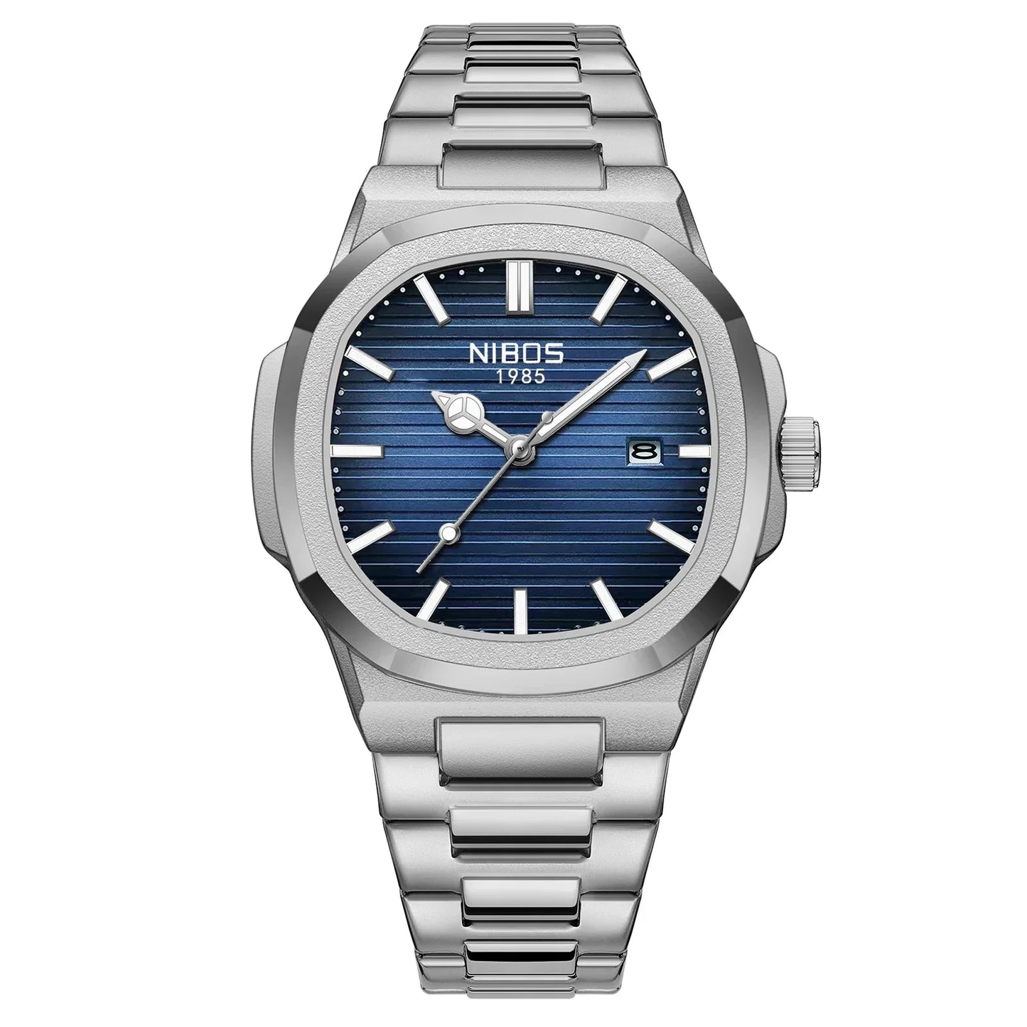 NIBOSI Luxury Watch For Man Waterproof Square Luminous Date Stainless Steel Men Watch Casual Quartz Mens Watches Reloj Hombre