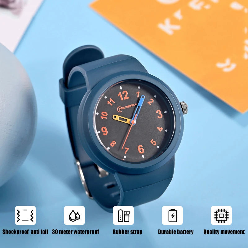 3-12 Year Old Children's Watch Fashion Simple Sports Comfortable Waterproof High Boys Girls Quality Quartz Watches