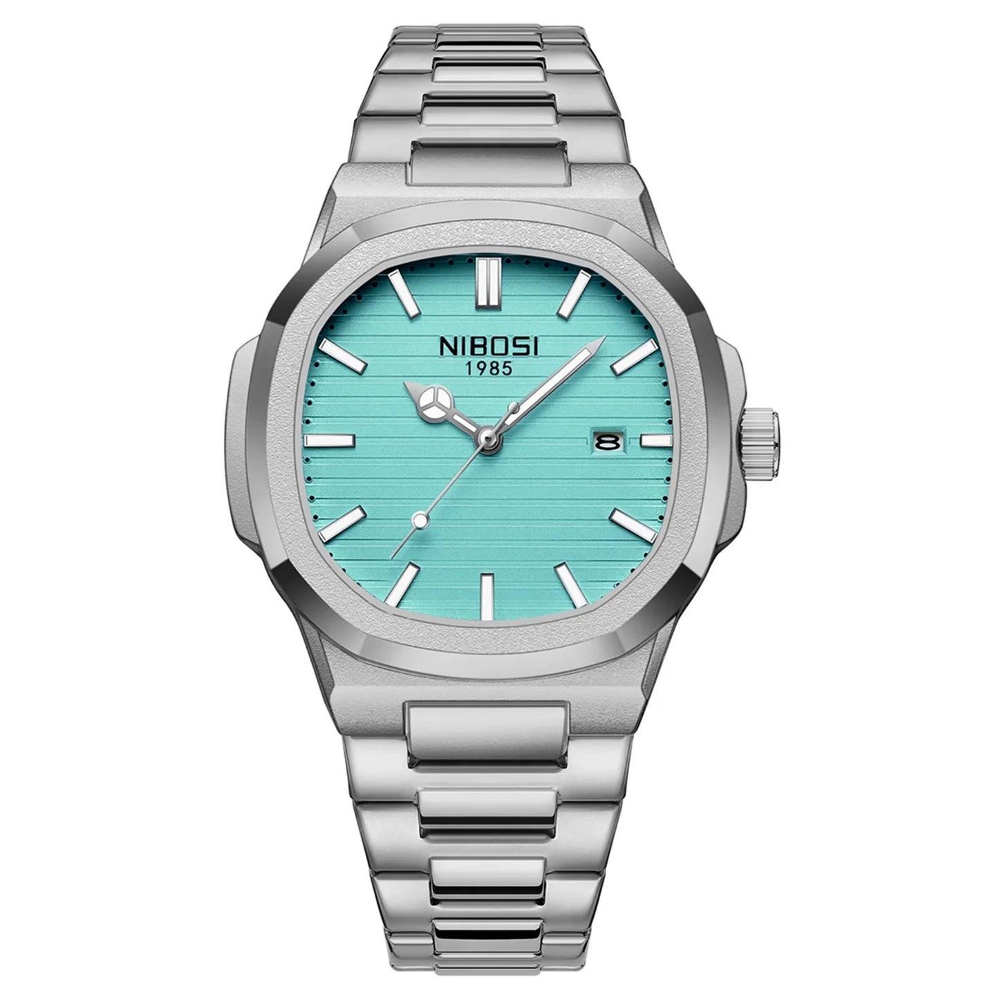 NIBOSI Luxury Watch For Man Waterproof Square Luminous Date Stainless Steel Men Watch Casual Quartz Mens Watches Reloj Hombre