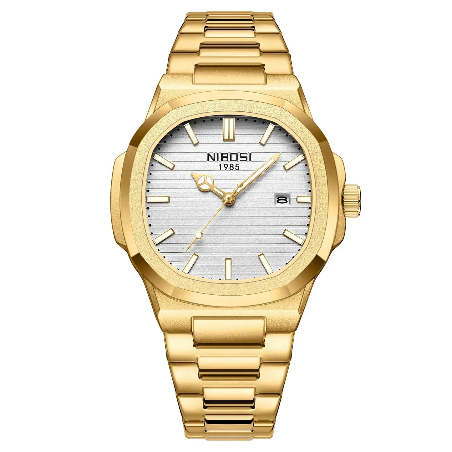 NIBOSI Luxury Watch For Man Waterproof Square Luminous Date Stainless Steel Men Watch Casual Quartz Mens Watches Reloj Hombre