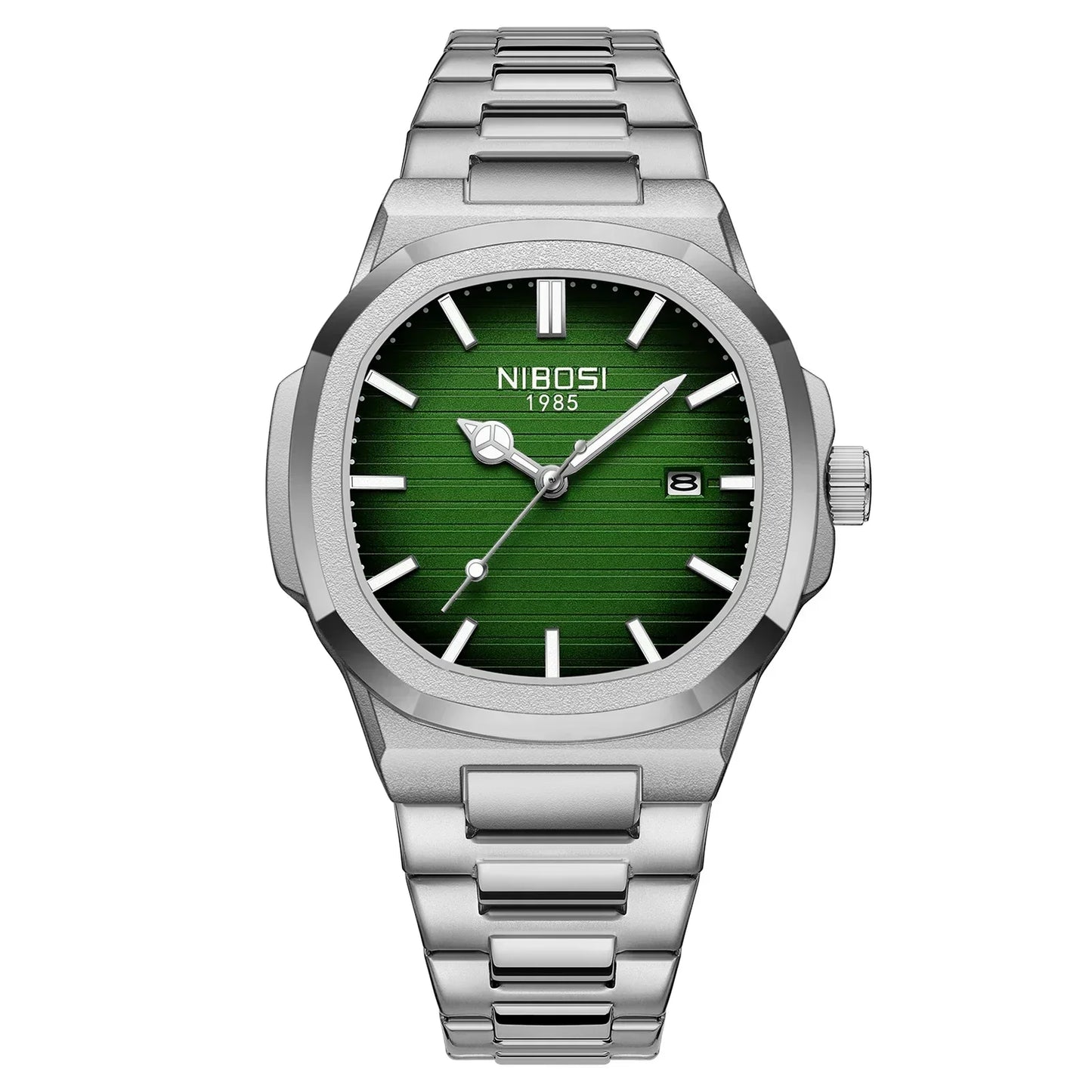 NIBOSI Luxury Watch For Man Waterproof Square Luminous Date Stainless Steel Men Watch Casual Quartz Mens Watches Reloj Hombre