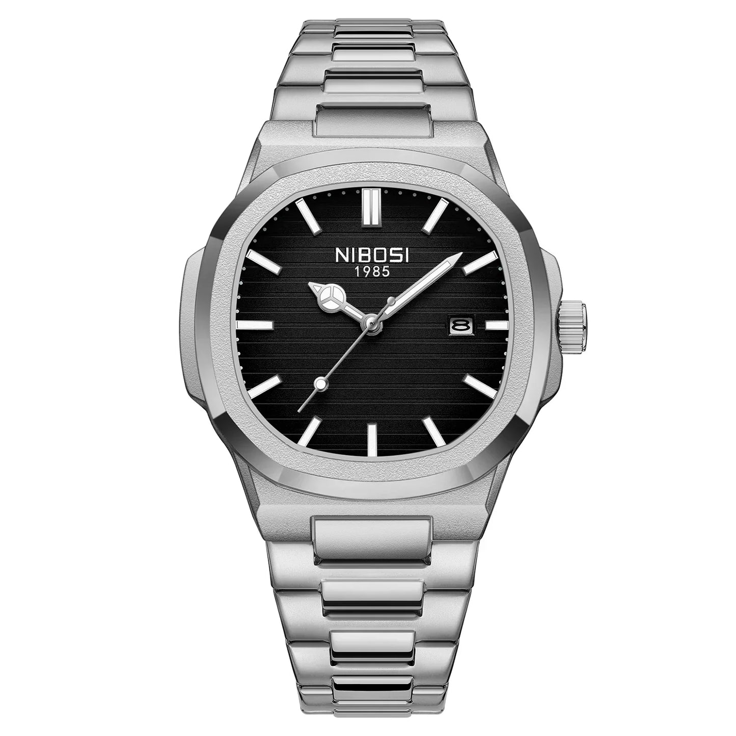 NIBOSI Luxury Watch For Man Waterproof Square Luminous Date Stainless Steel Men Watch Casual Quartz Mens Watches Reloj Hombre