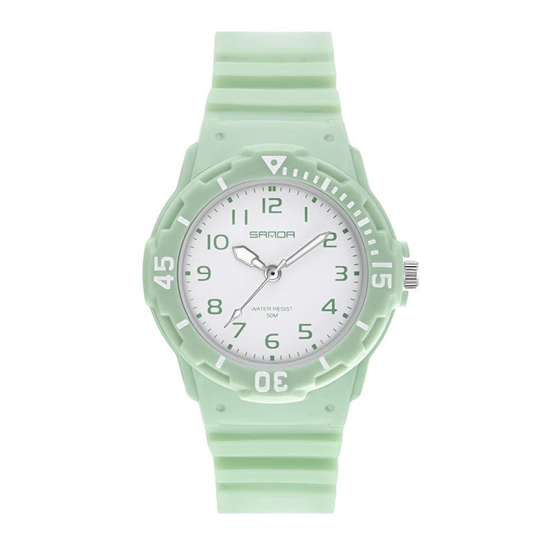 Kids Watch Fashion Trend Outdoor Sports Fresh 50M Waterproof PU Soft Female Middle School Student Youth Clock Watches