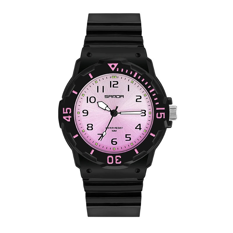 Kids Watch Fashion Trend Outdoor Sports Fresh 50M Waterproof PU Soft Female Middle School Student Youth Clock Watches