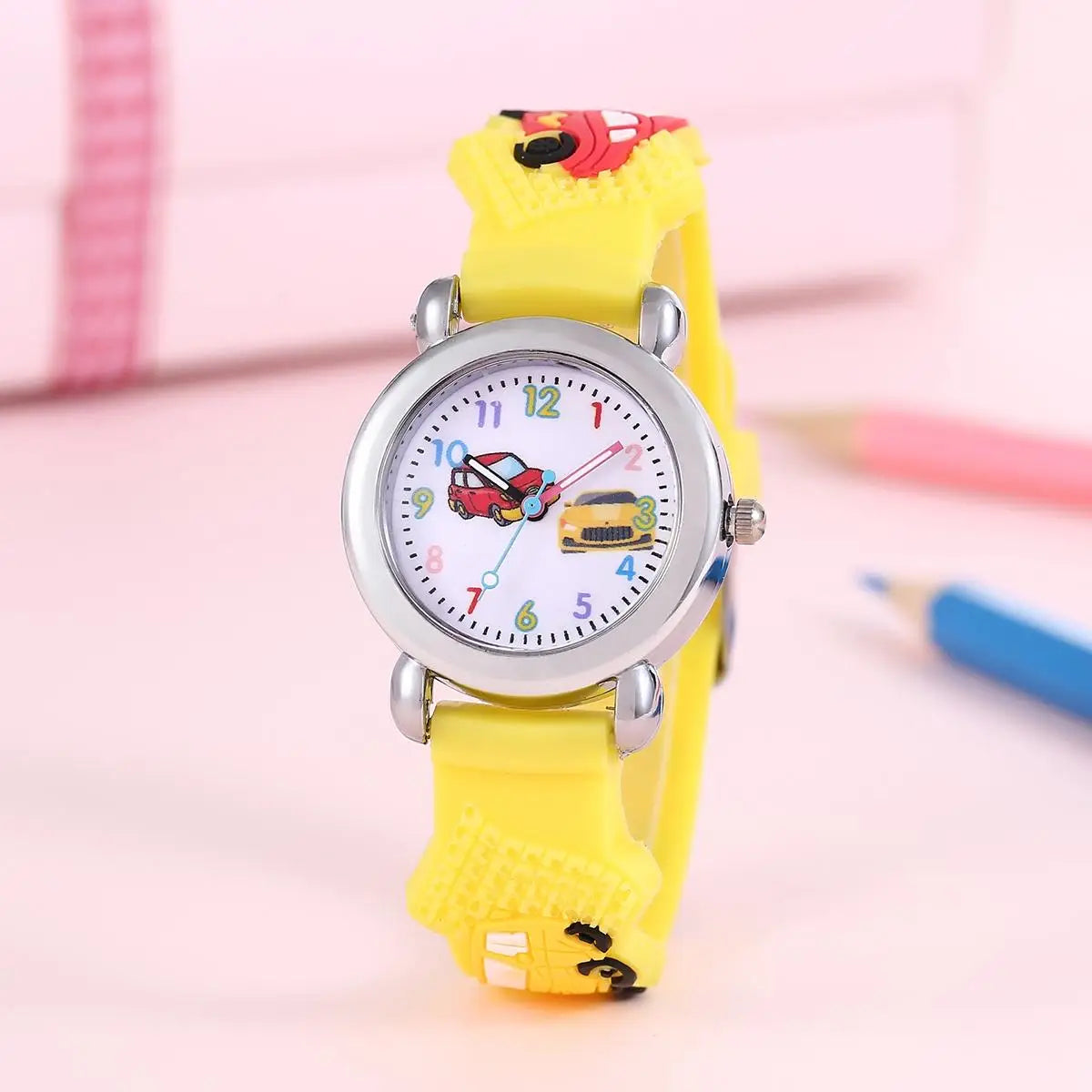 New Fashion Colorful Cartoon Car Student Children's Watch Quartz Watch Electronic Watch