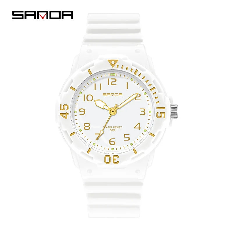 Kids Watch Fashion Trend Outdoor Sports Fresh 50M Waterproof PU Soft Female Middle School Student Youth Clock Watches