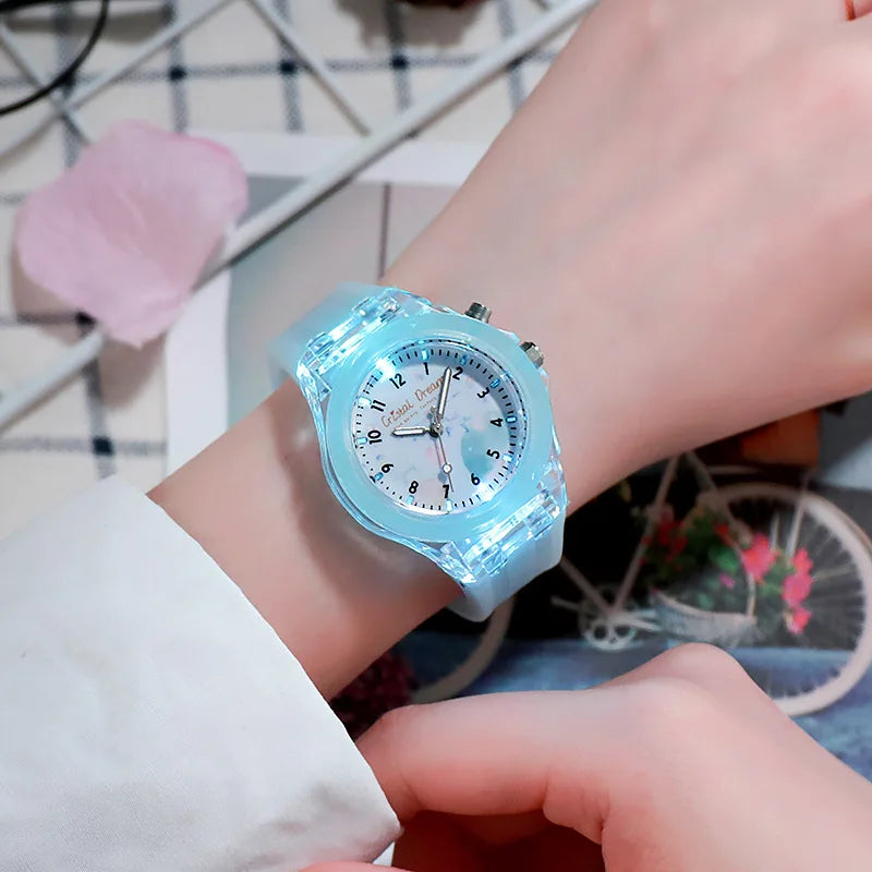 New Sport Kid Watches For Girls Boys Gift Personality Clock Easy Read Children Silicone Flash Quartz Wristwatches Reloj Infantil