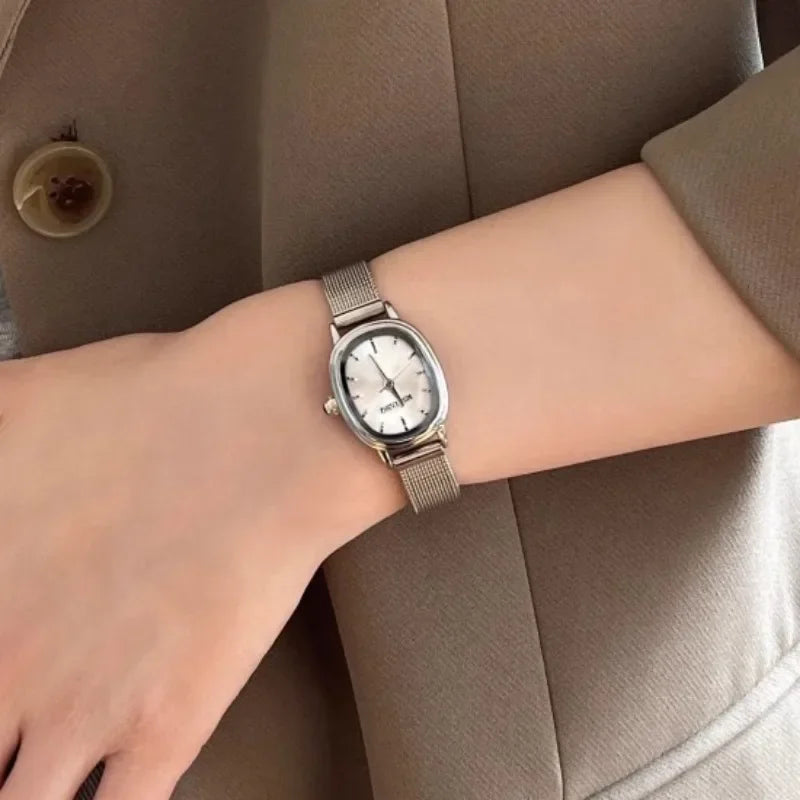 Small Oval Dial Green Watch Simple Stainless Steel Ladies Wristwatches Brand Women Luxury Gift Quartz watch