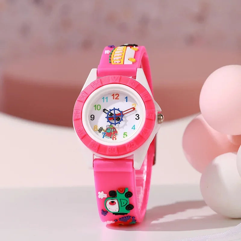 Fun Cartoon Car Themed Kids  Watches Cartoon Watches Silicone Quartz Wristwatch Birthday Gift Kid Girl Boy Watch Reloj